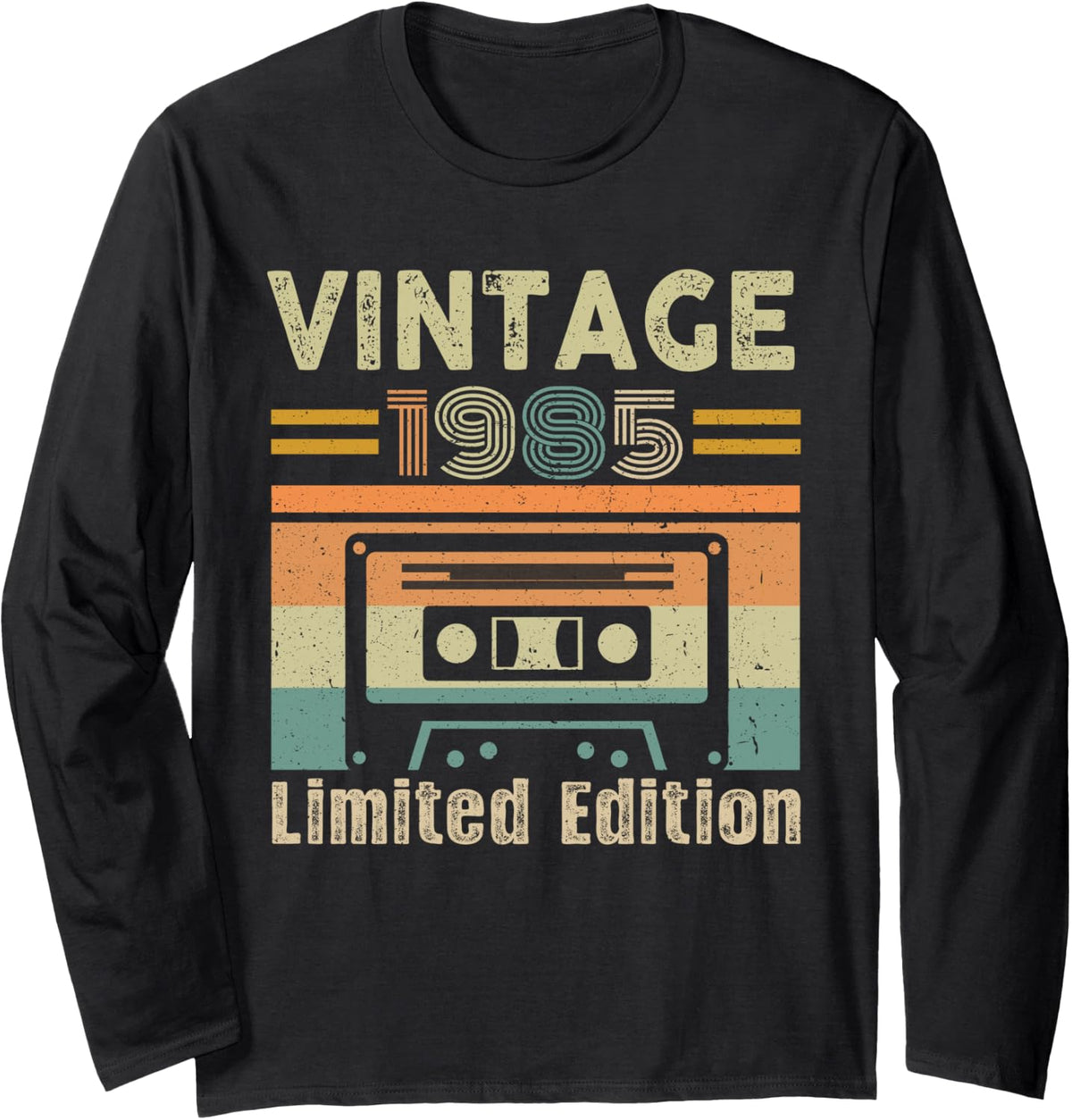 Vintage 1985 Limited Edition Classic Cassette Tape Birthday Long Sleeve T-Shirt - Adult Unisex Black