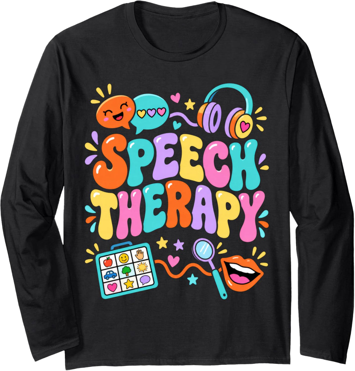 Speech Therapy Communication Skills Listening Language Long Sleeve T-Shirt - Adult Unisex Black