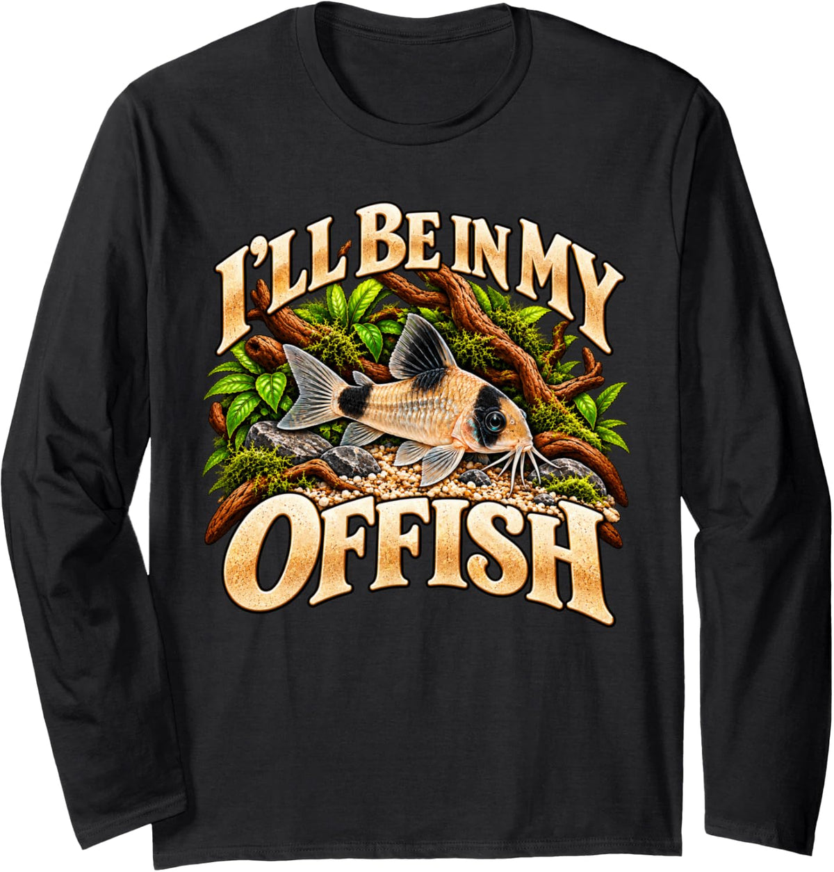 I'll Be in My Offish Panda Corydoras Aquarium Fish Humor Long Sleeve T-Shirt - Adult Unisex Black