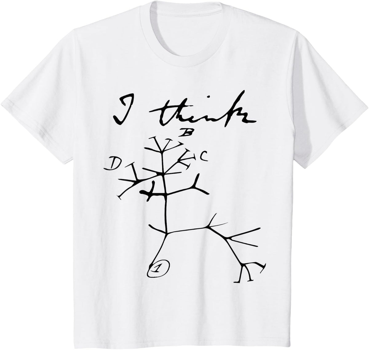 I Think Tree Life Darwin Evolution Biology Science Teacher T-Shirt - White