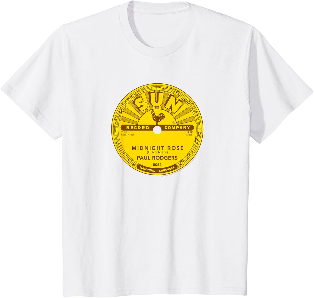 Paul Rodgers Midnight Rose Sun Records Label T-Shirt - White