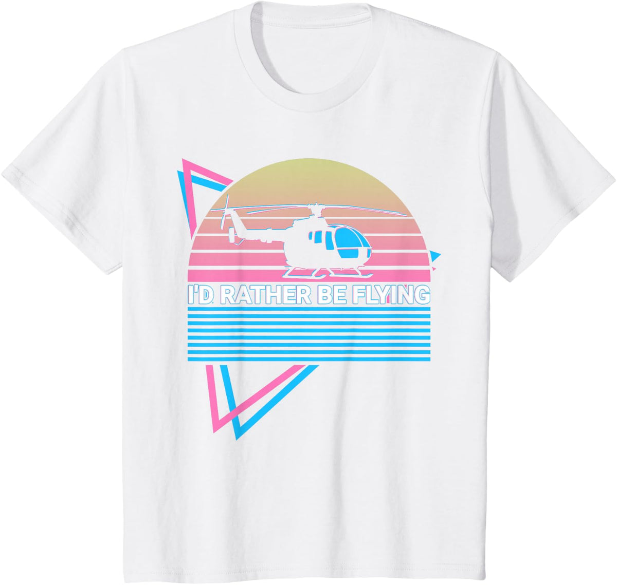 Helicopter Pilot Aviation Retro I'd Rather Be Flying T-Shirt - White