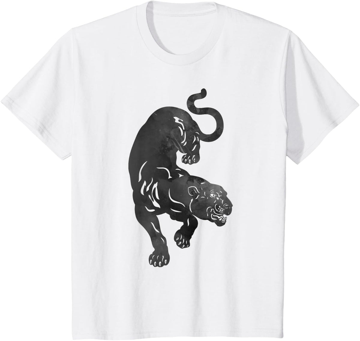 Black Panther Leopard Jaguar Jungle Animal Big Cat Graphic T-Shirt - White