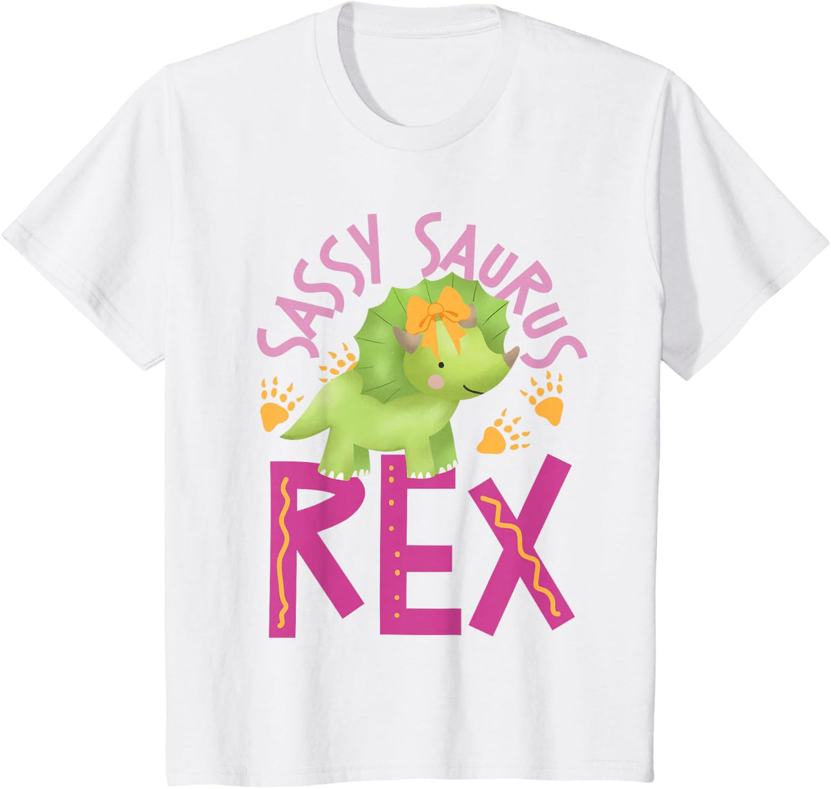 Sassy Saurus Cute Dinosaurs Design for Girls T-Shirt - White