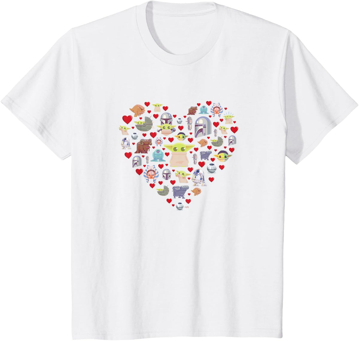 Star Wars The Mandalorian Grogu Heart Valentine's Day T-Shirt - White