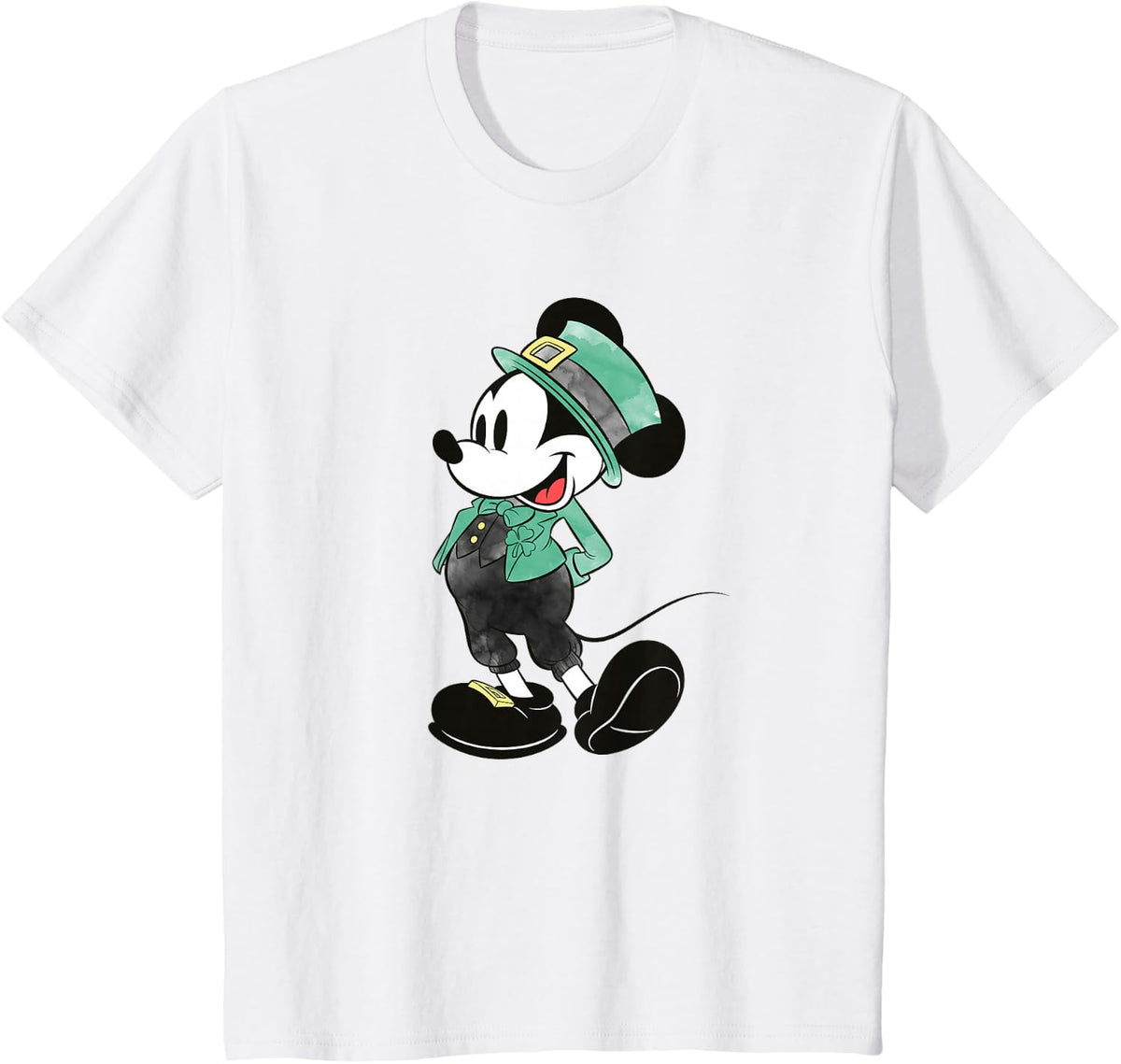 Disney Mickey Mouse Green Irish Costume St. Patrick's Day T-Shirt - White