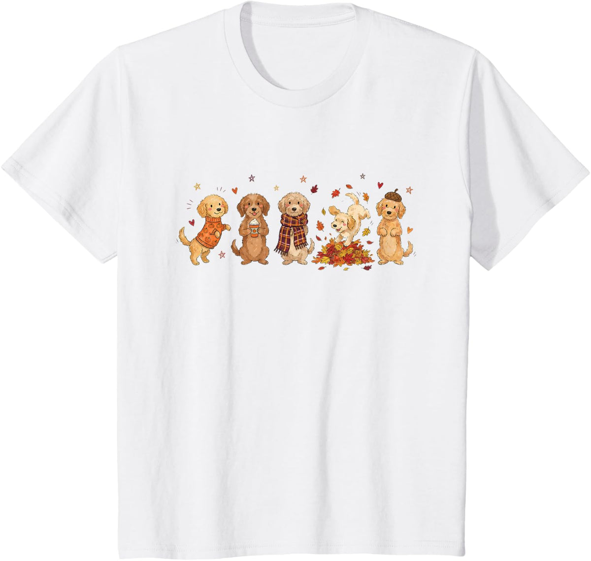 Fall Goldendoodle Coffee Pumpkin Spice Latte Iced Autumn T-Shirt - White