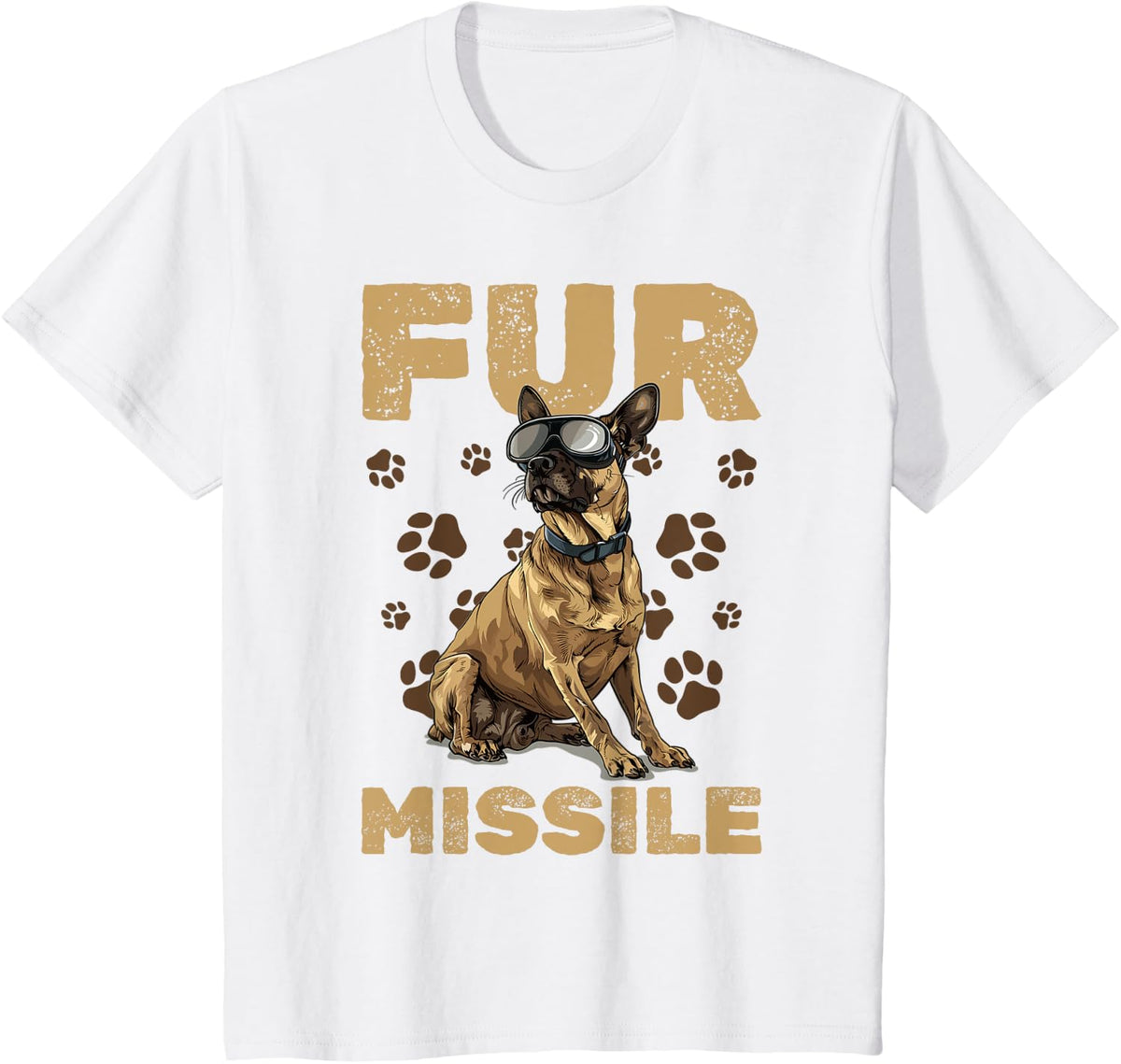 Belgian Malinois Dog Breed Fur Missile T-Shirt - White