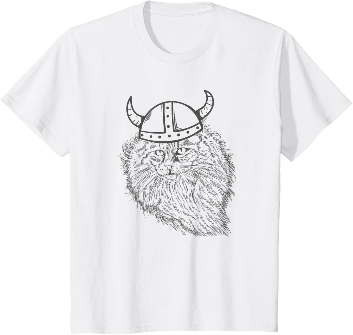 Norwegian Forest Cat with Viking Helmet T-Shirt - White