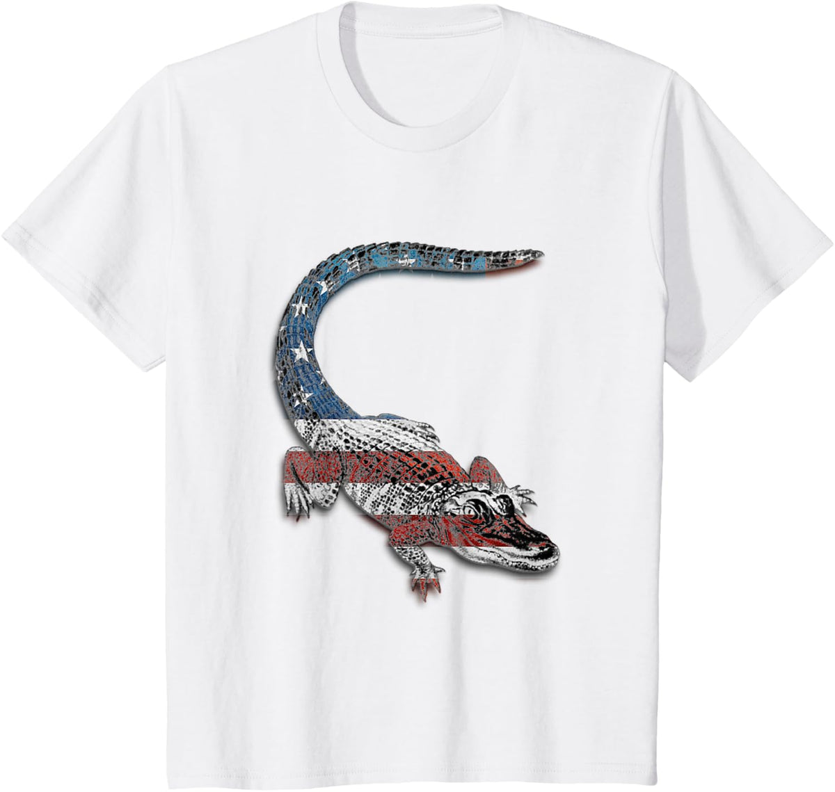 4th of July Gator American flag USA Alligator Crocodile T-Shirt - White