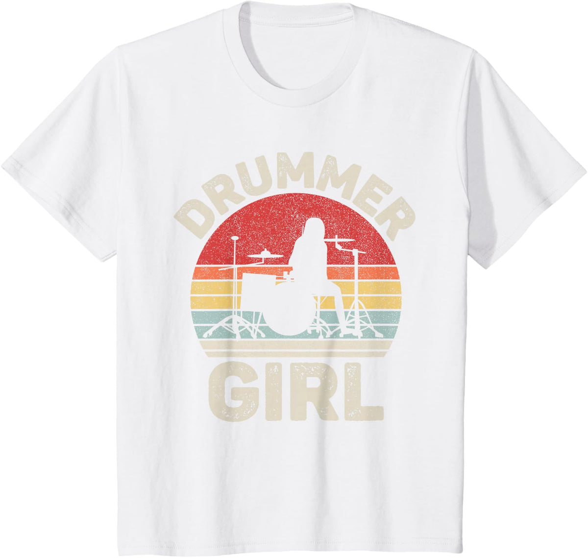 Vintage Retro Drummer Girl Shirt Drummer Gifts T-Shirt - White