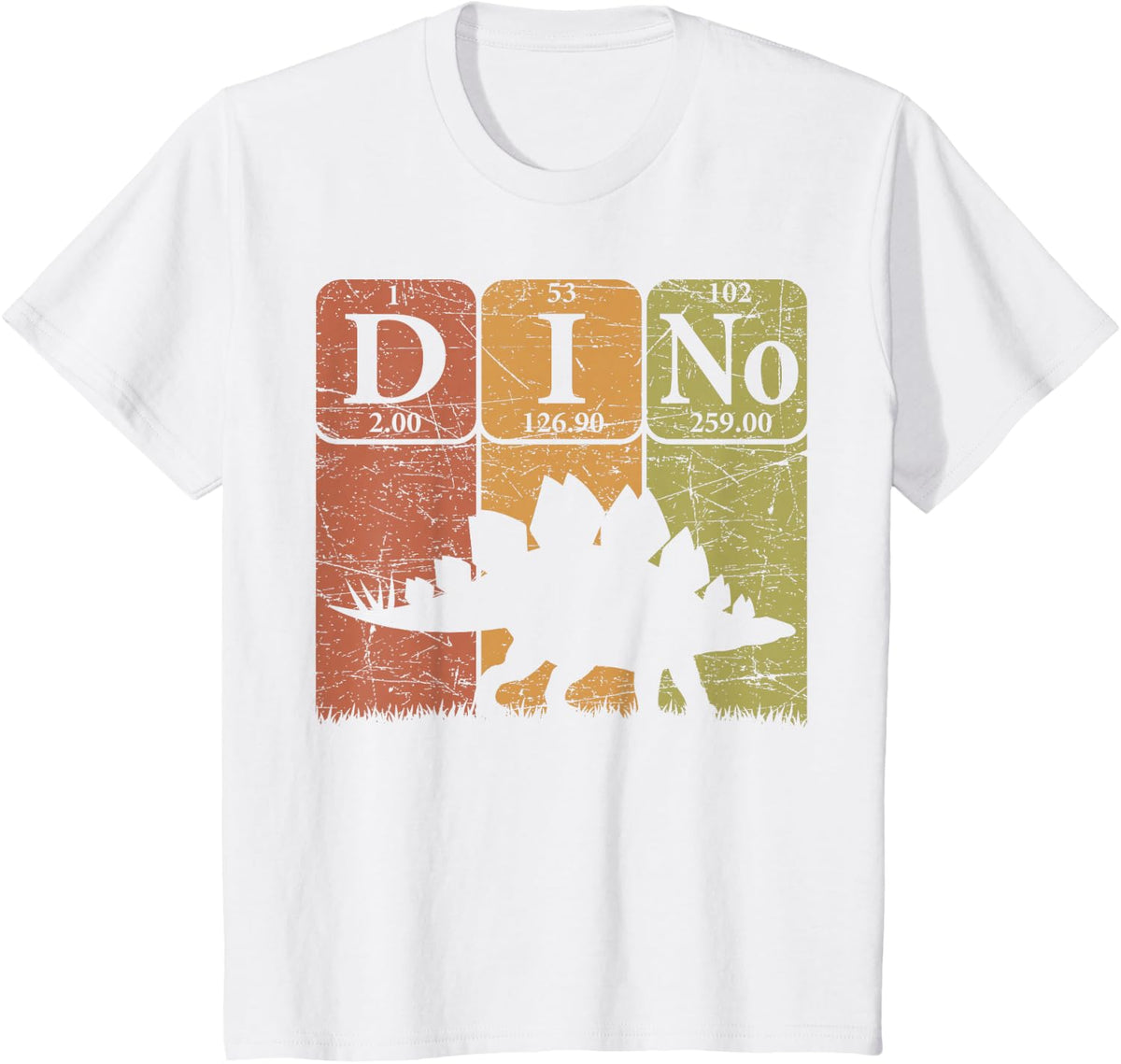 Dinosaur Periodic Table Elements Stegosaurus Paleontologist T-Shirt - White