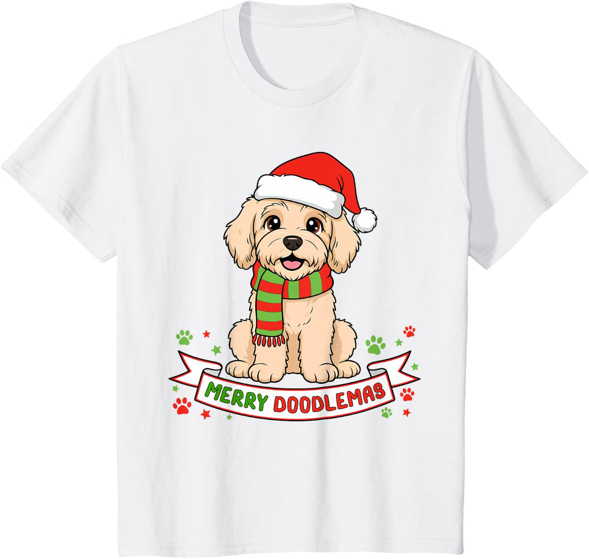 Merry Doodlemas Goldendoodle Christmas Doodle Dog Lover Xmas T-Shirt - White