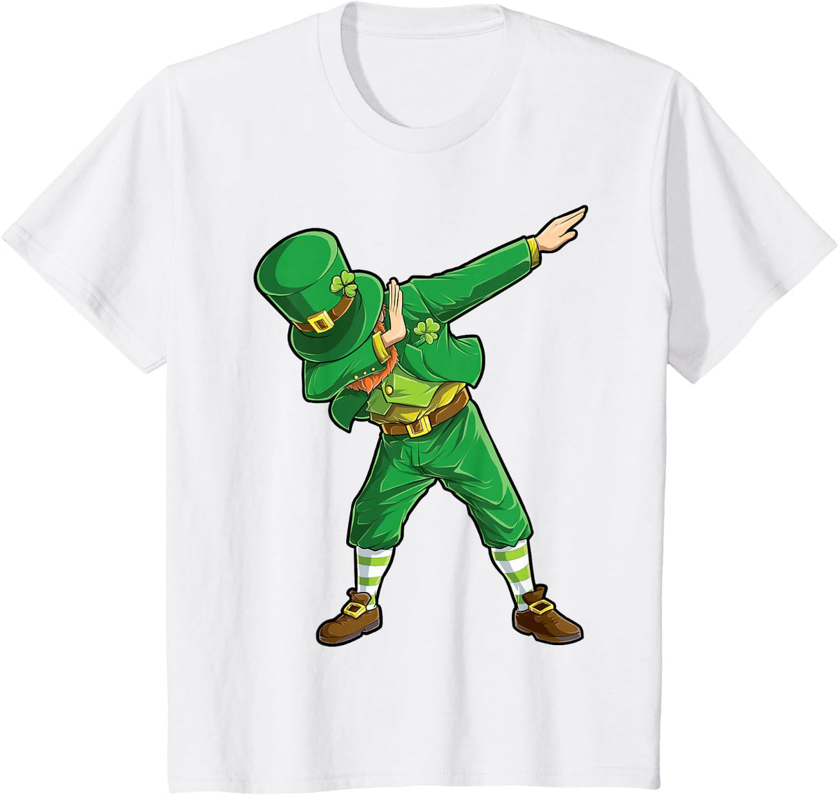 St Patricks Day Dabbing Leprechaun Boys Men Funny Dab Dance T-Shirt - White
