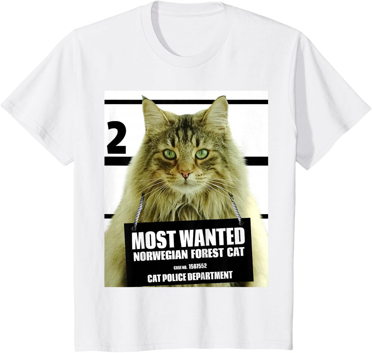 Most Wanted Cat Norwegian Forest Cat - Cute Funny Cat T-Shirt - White