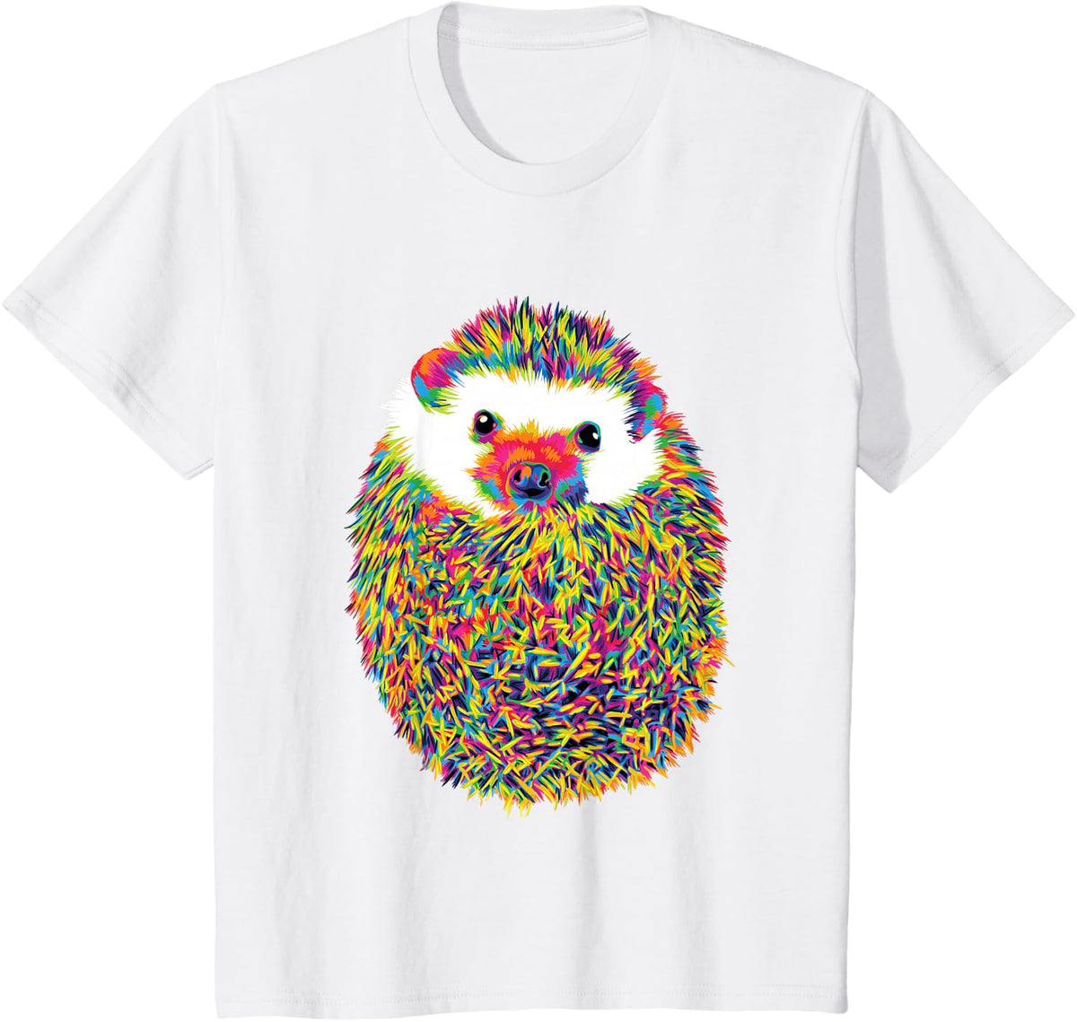 Cute Rainbow Hedgehog Lover Art T-Shirt - White