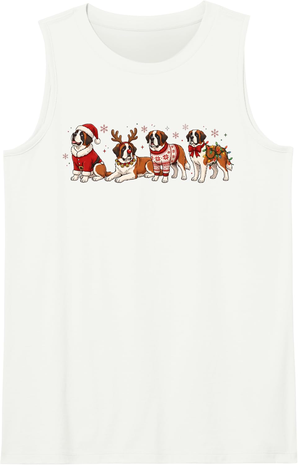 Funny Belgian Malinois Christmas Lights Sweater Dog Mom Sleeveless Tank Top - White