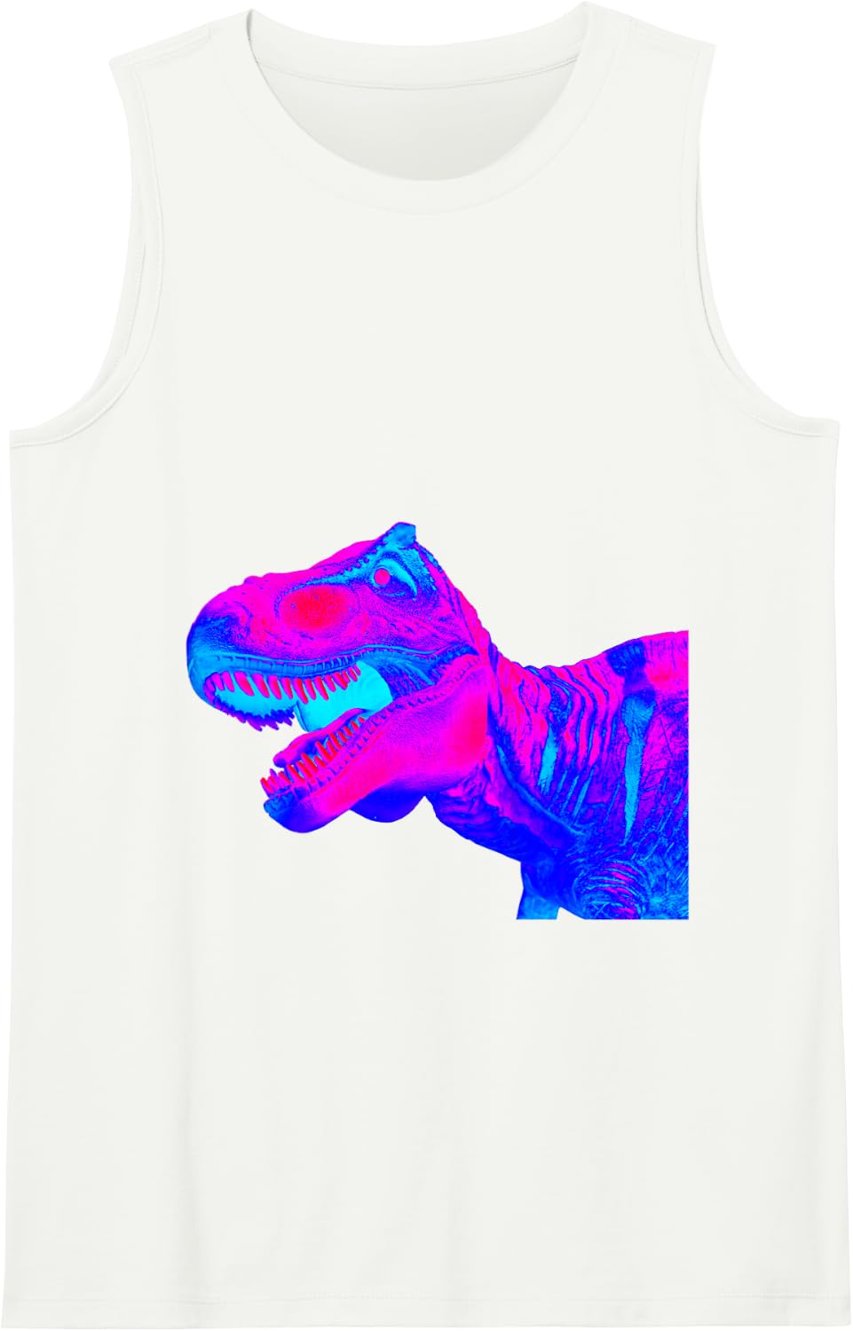 EDM Tyrannosaurus Rex | Trippy Vaporwave Rave Dinosaur Tank Top - White
