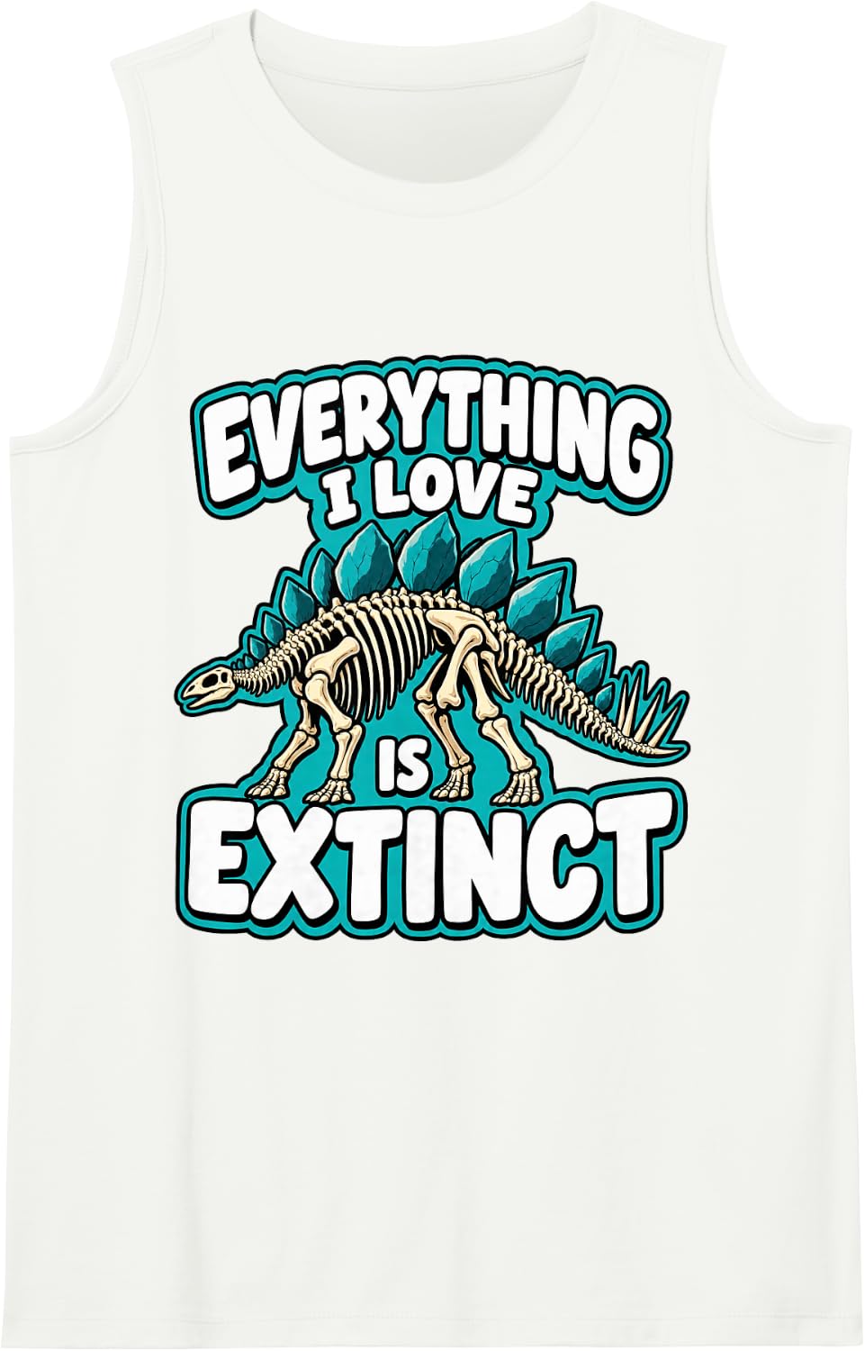 Paleontology Everything I Love is Extinct Nerd Stegosaurus Sleeveless Tank Top - White