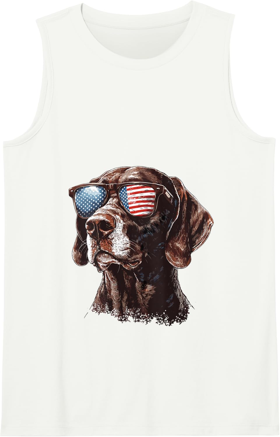 Patriotic GSP USA Flag Sunglasses Dog Lover 4th Of July Tank Top - White