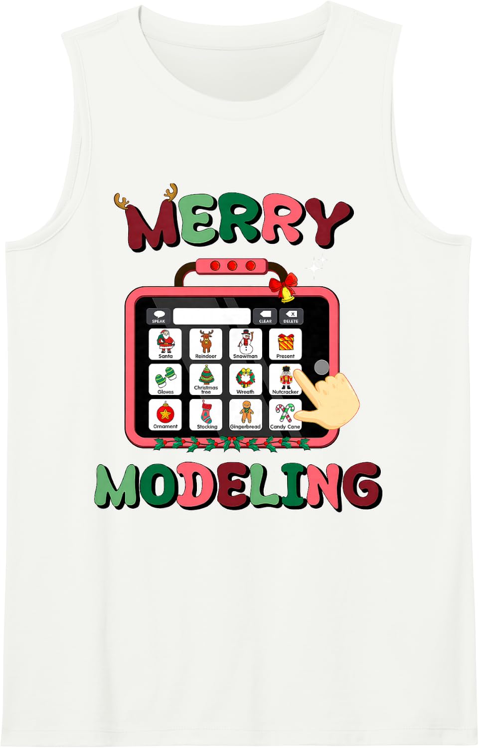 Merry Modeling Speech Language Pathologist SLP Christmas Sleeveless Tank Top - White