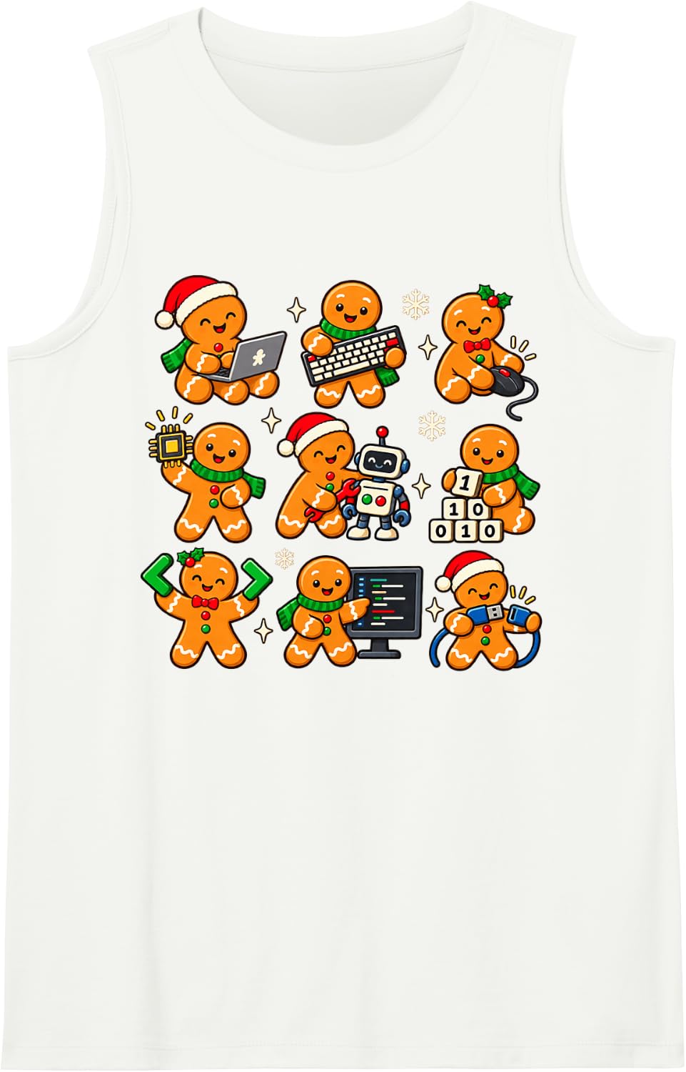Christmas Computer Science Teacher Gingerbread Coding Sleeveless Tank Top - White