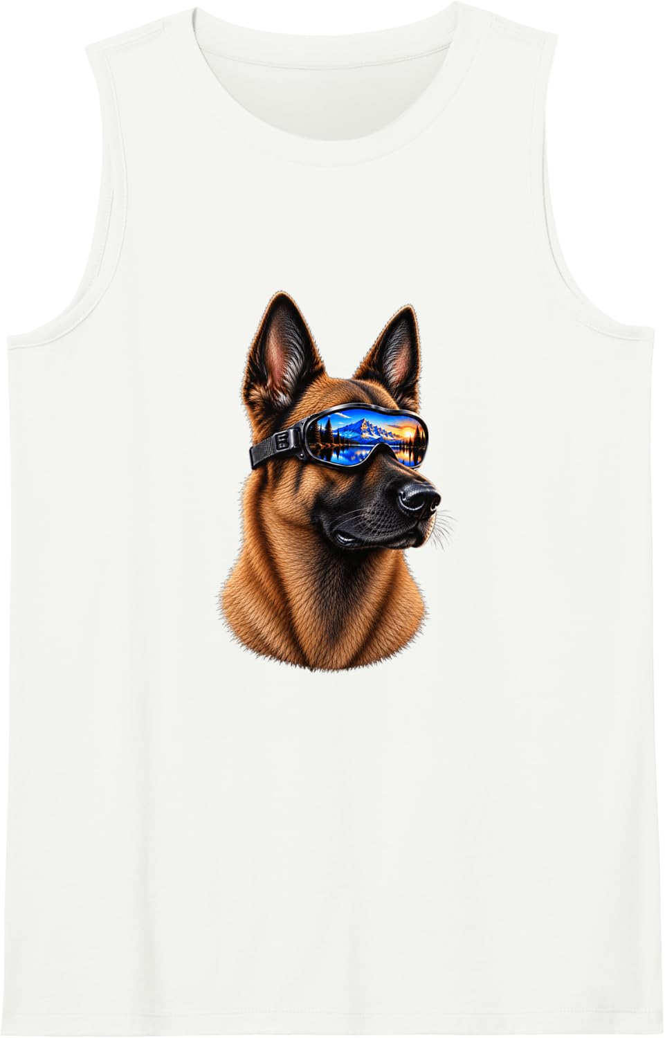 Belgian Malinois Sunglasses Mountain Malinois Dog Sleeveless Tank Top - White