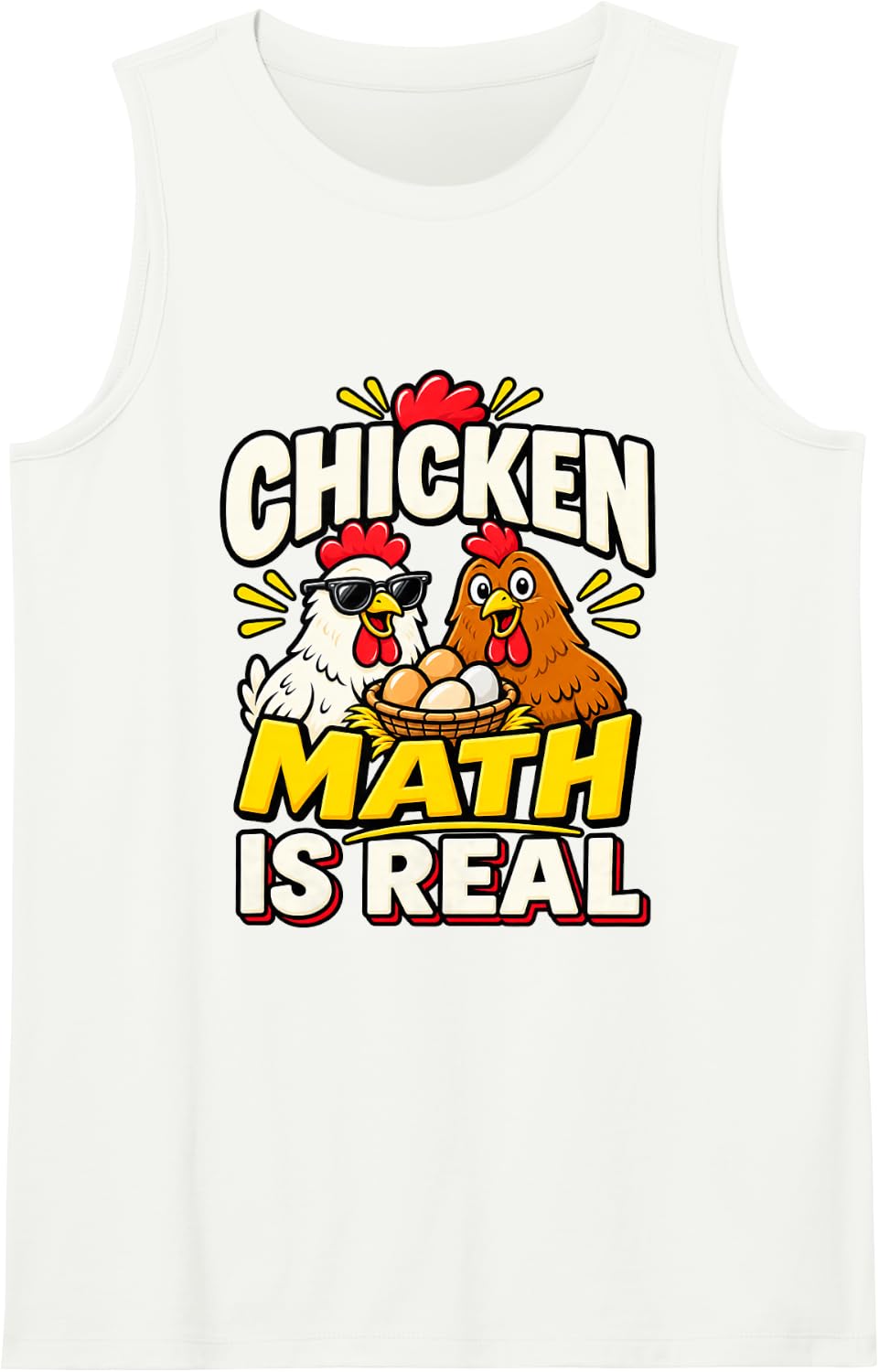 Chicken Math is Real Funny Backyard Chicken Keeper T-Shirt Sleeveless Tank Top - White
