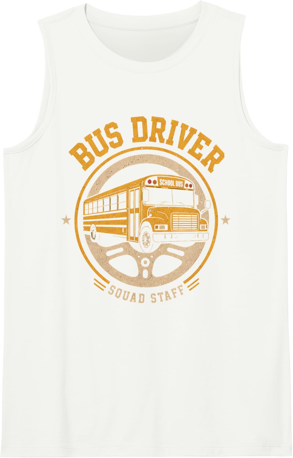 Distressed School Bus Driver Squad Staff Sleeveless Tank Top - White