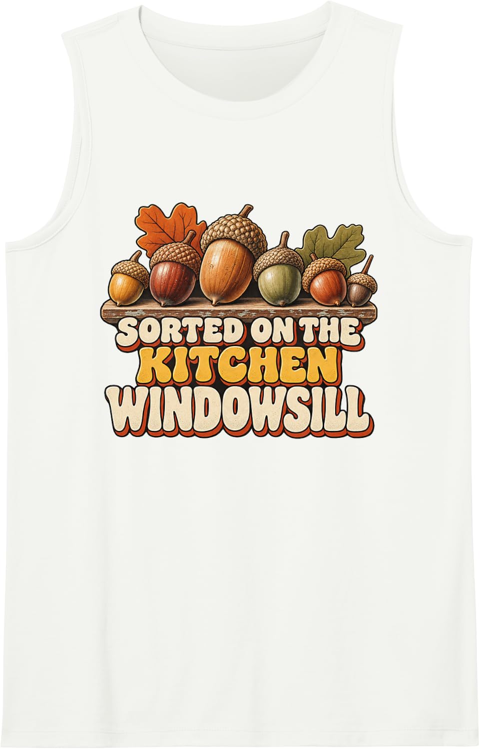 Sorted On The Kitchen Windowsill Nature Lover Graphic Sleeveless Tank Top - White