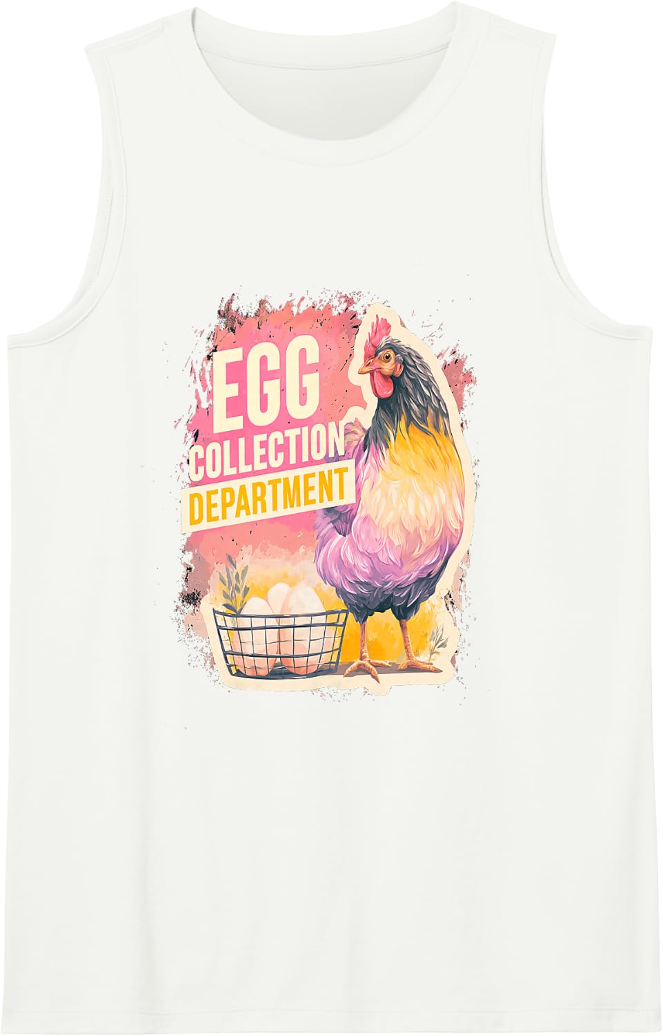 Egg Collection Dept Funny Backyard Chicken Keeper Farm Humor Sleeveless Tank Top - White