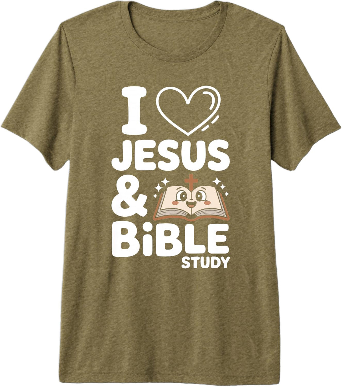 I Love Jesus and Bible Study Premium Tri-Blend T-Shirt - Olive Green