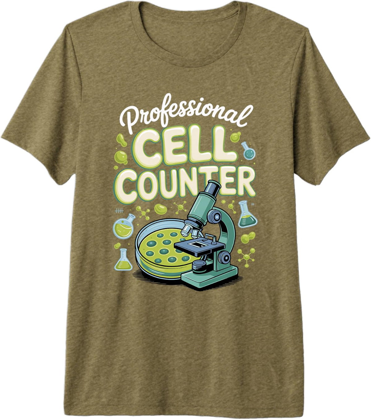 Professional Cell Counter Biology Science Lab Premium Tri-Blend T-Shirt - Olive Green