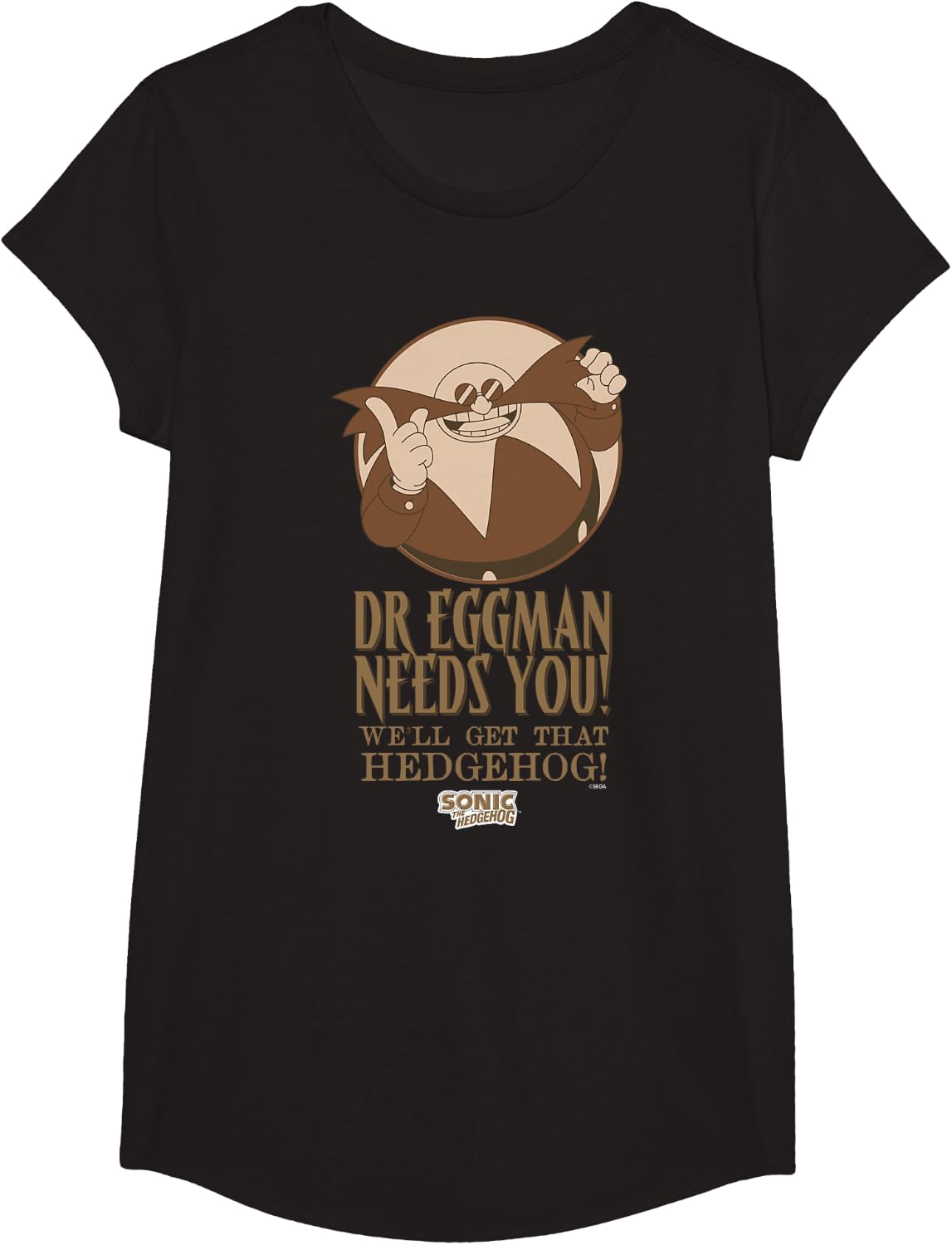 Sonic the Hedgehog - Dr. Eggman Needs You T-Shirt - Girls Black