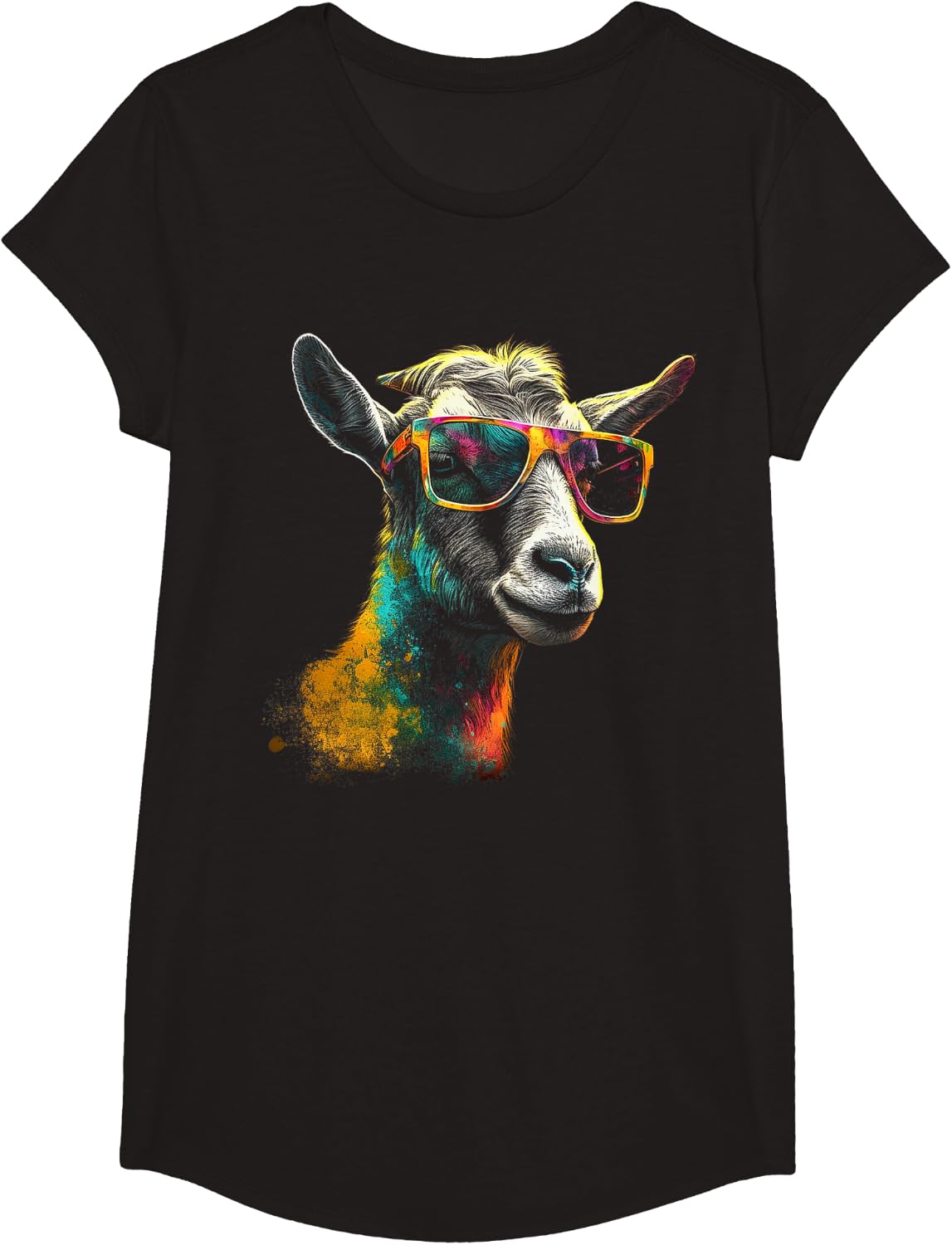 Goat Lover Artwork | Animal Sunglasses Motif Goat T-Shirt - Girls Black