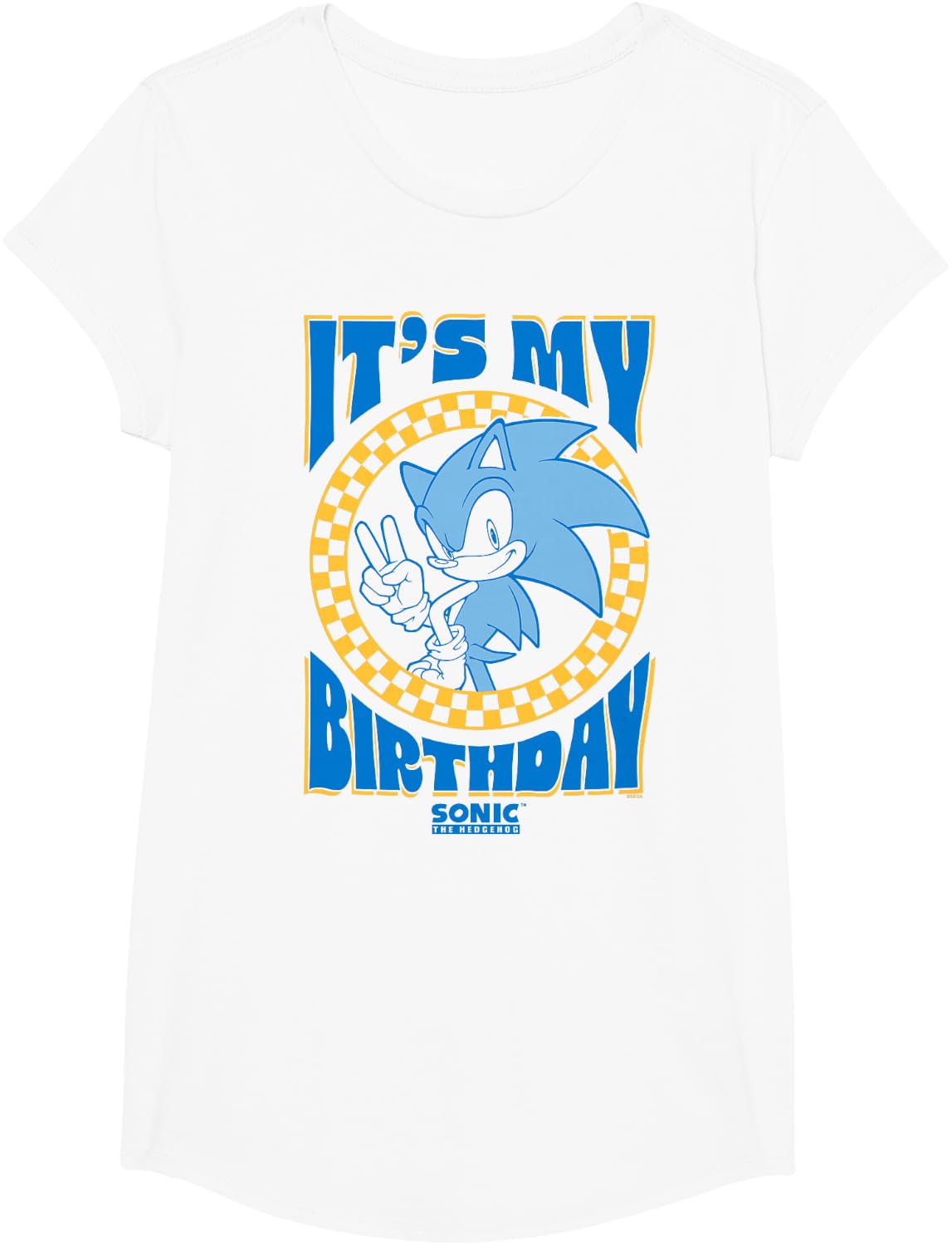 Sonic The Hedgehog It's My Birthday Cool Sonic Pose Poster T-Shirt - Girls White