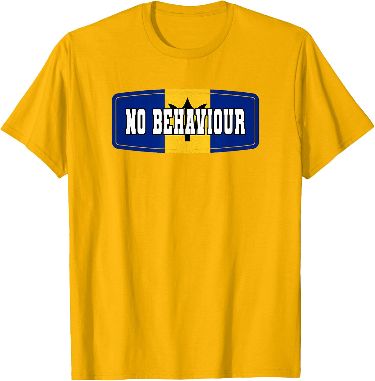 Bajan No Behaviour Barbadian Flag Barbados Soca Carnival T-Shirt - Golden Yellow