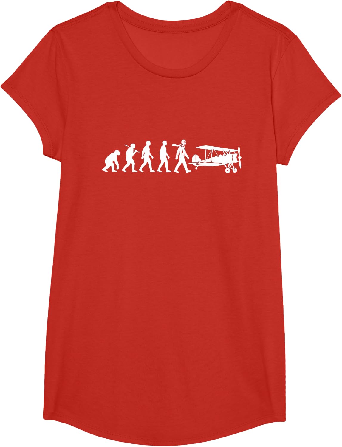 Bush Pilot Evolution of Man Funny Small Plane Aviation T-Shirt - Girls Red