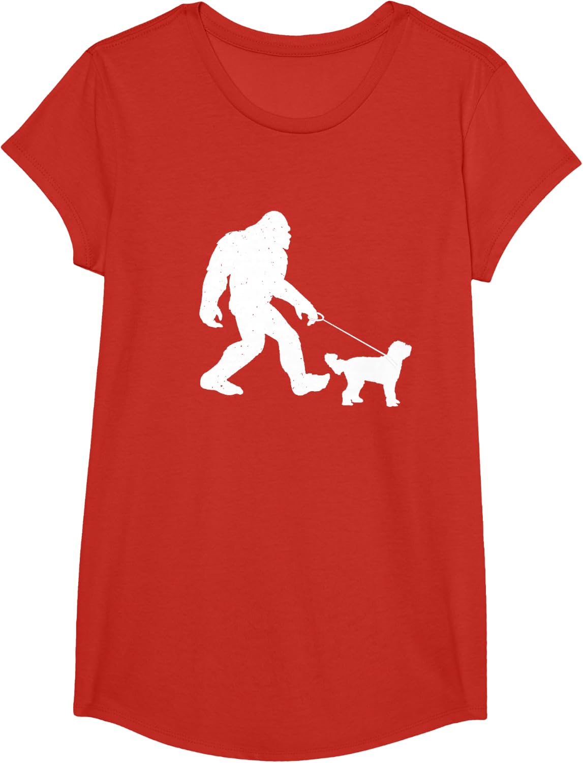 Bigfoot Walking Goldendoodle Dog Tee Funny Doodle Mama T-Shirt - Girls Red