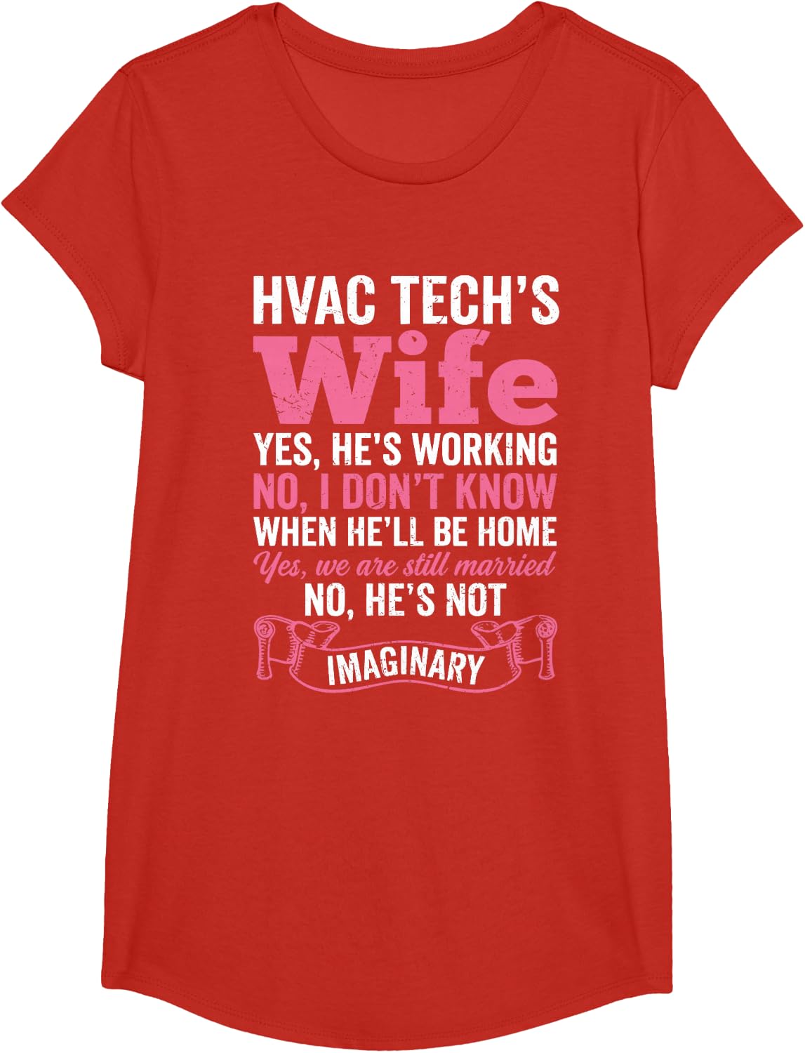 HVAC Tech Wife HVAC Technician AC Repair T-Shirt - Girls Red