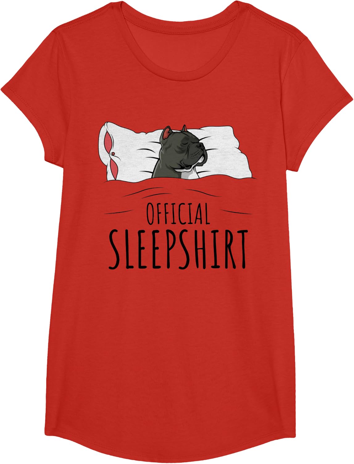 Sleeping American Bully Official Sleepshirt T-Shirt - Girls Red