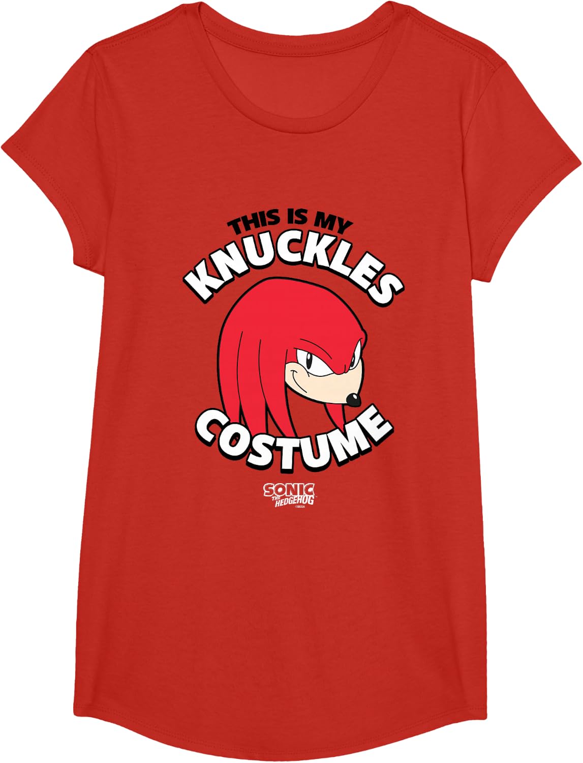 Sonic The Hedgehog Halloween Retro Knuckles Costume T-Shirt - Girls Red