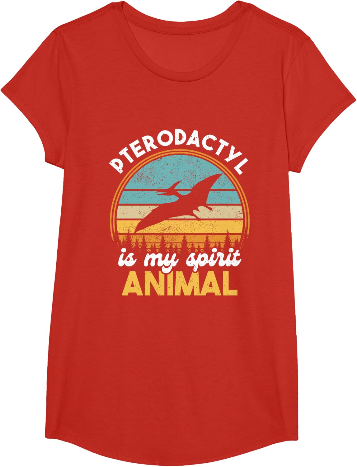Dinosaur Bird Prehisotric Dino Paleontologist Pterodactyl T-Shirt - Girls Red