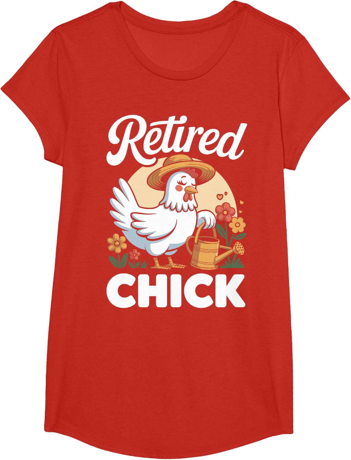 Retired Chick Mom Retiree Grandma Womens Funny Retirement T-Shirt - Girls Red