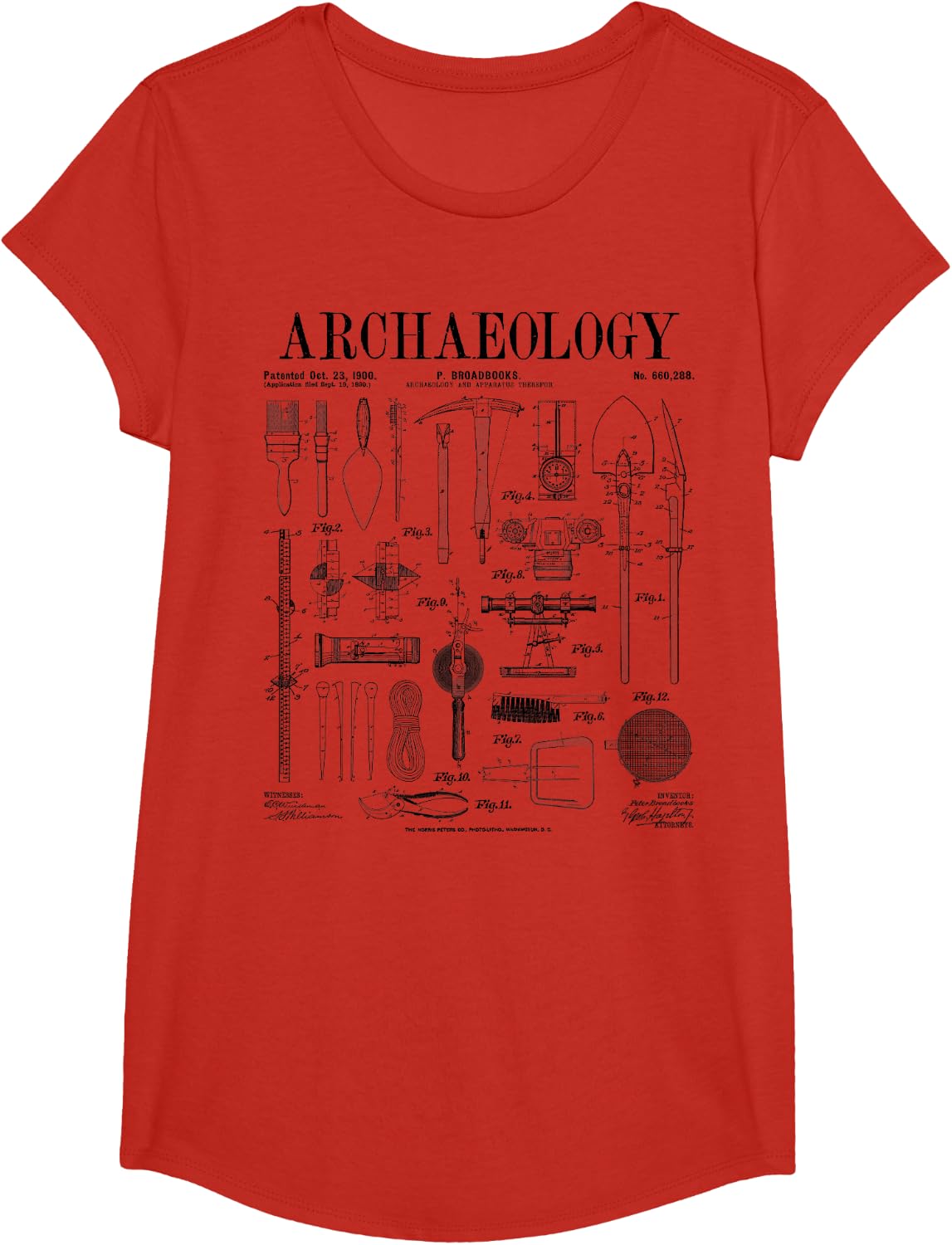 Archaeologist Archaeology Student Field Kit Vintage Patent T-Shirt - Girls Red
