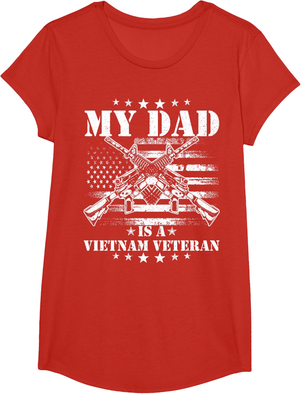 My Dad Is A Vietnam Veteran Proud US Patriotic Vet USA Flag T-Shirt - Girls Red