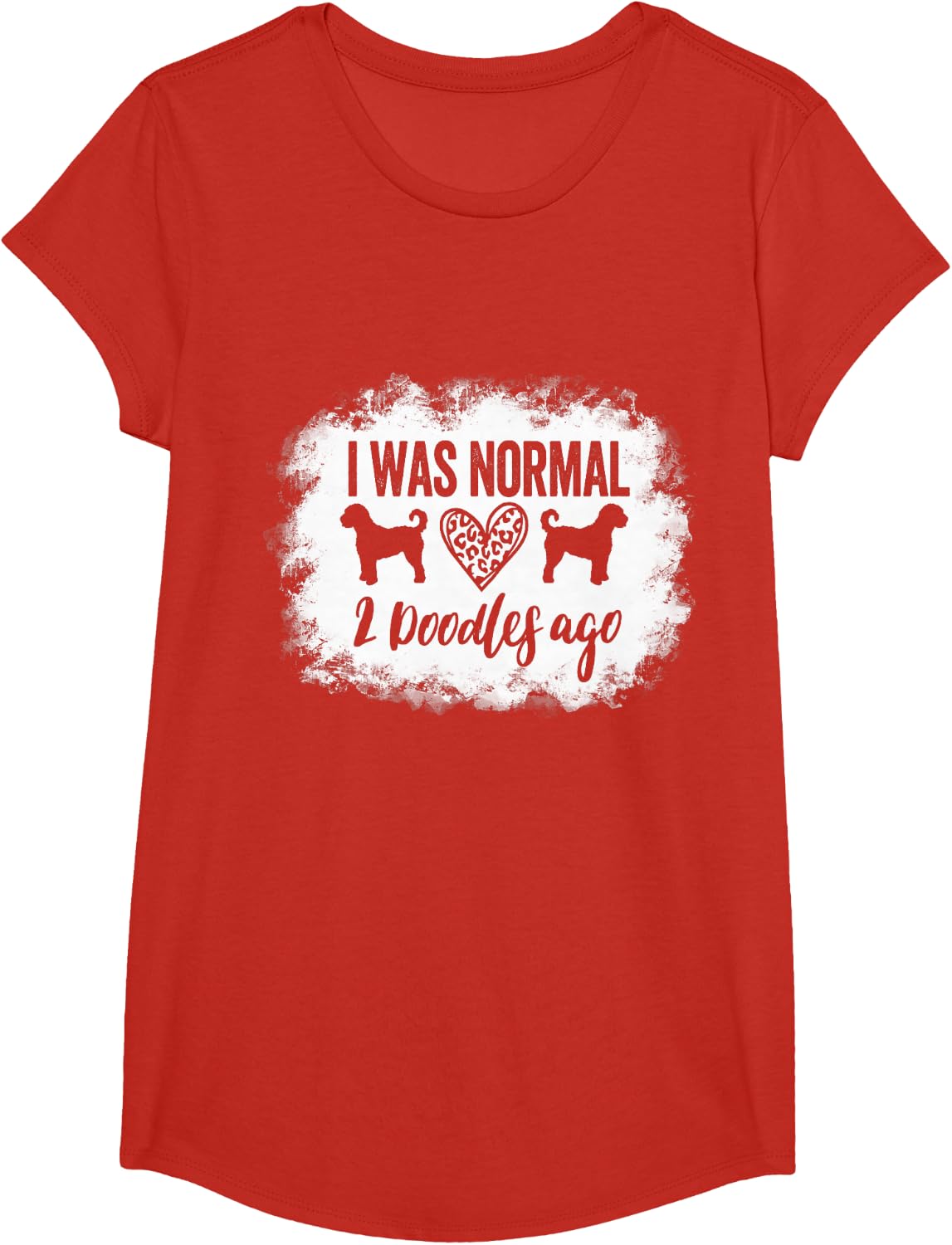 I Was Normal 2 Doodles Ago Funny Goldendoodle Mom Tee T-Shirt Gift for Dog Moms - Girls Red