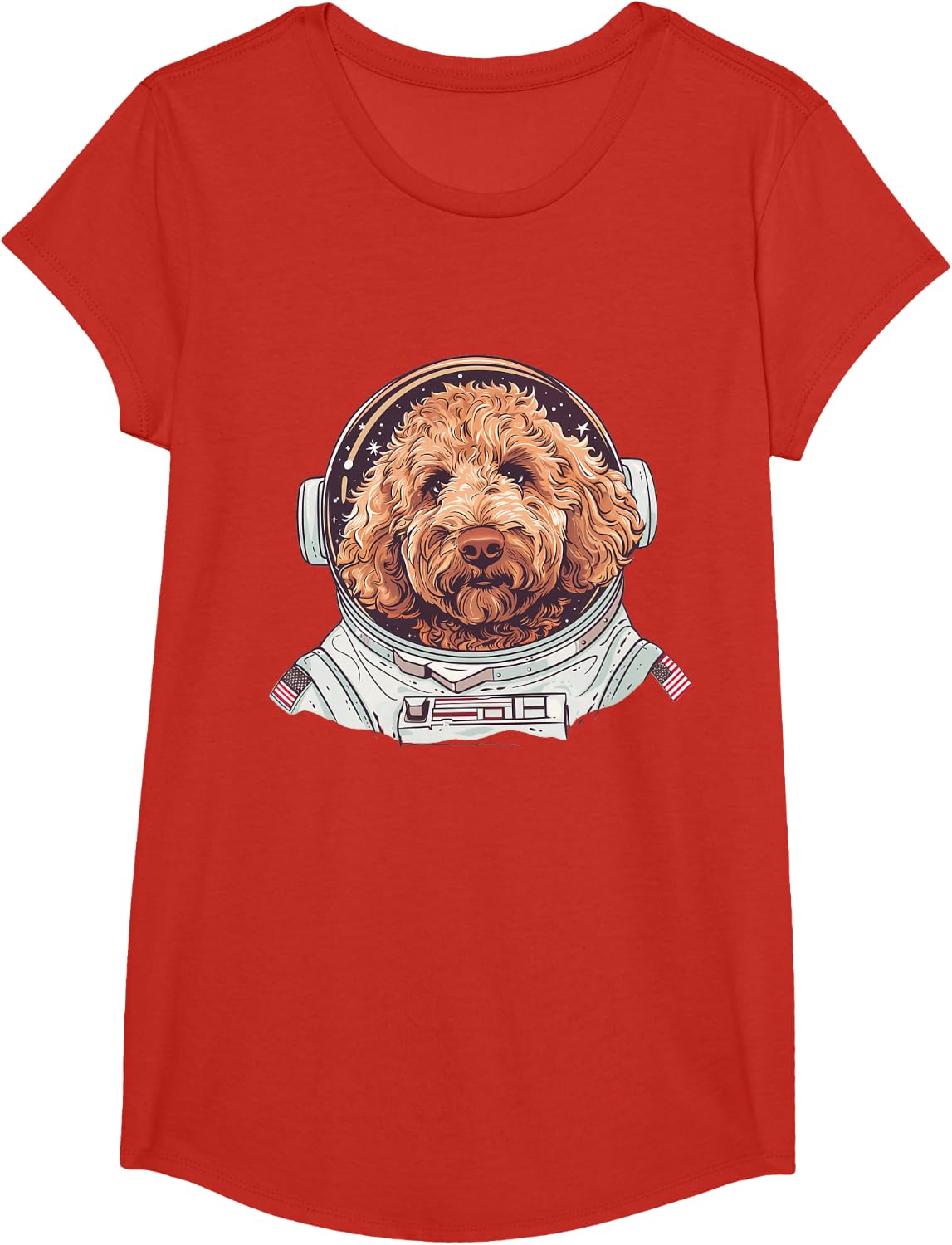 Goldendoodle Astronaut Funny Dog Lover T-Shirt - Girls Red