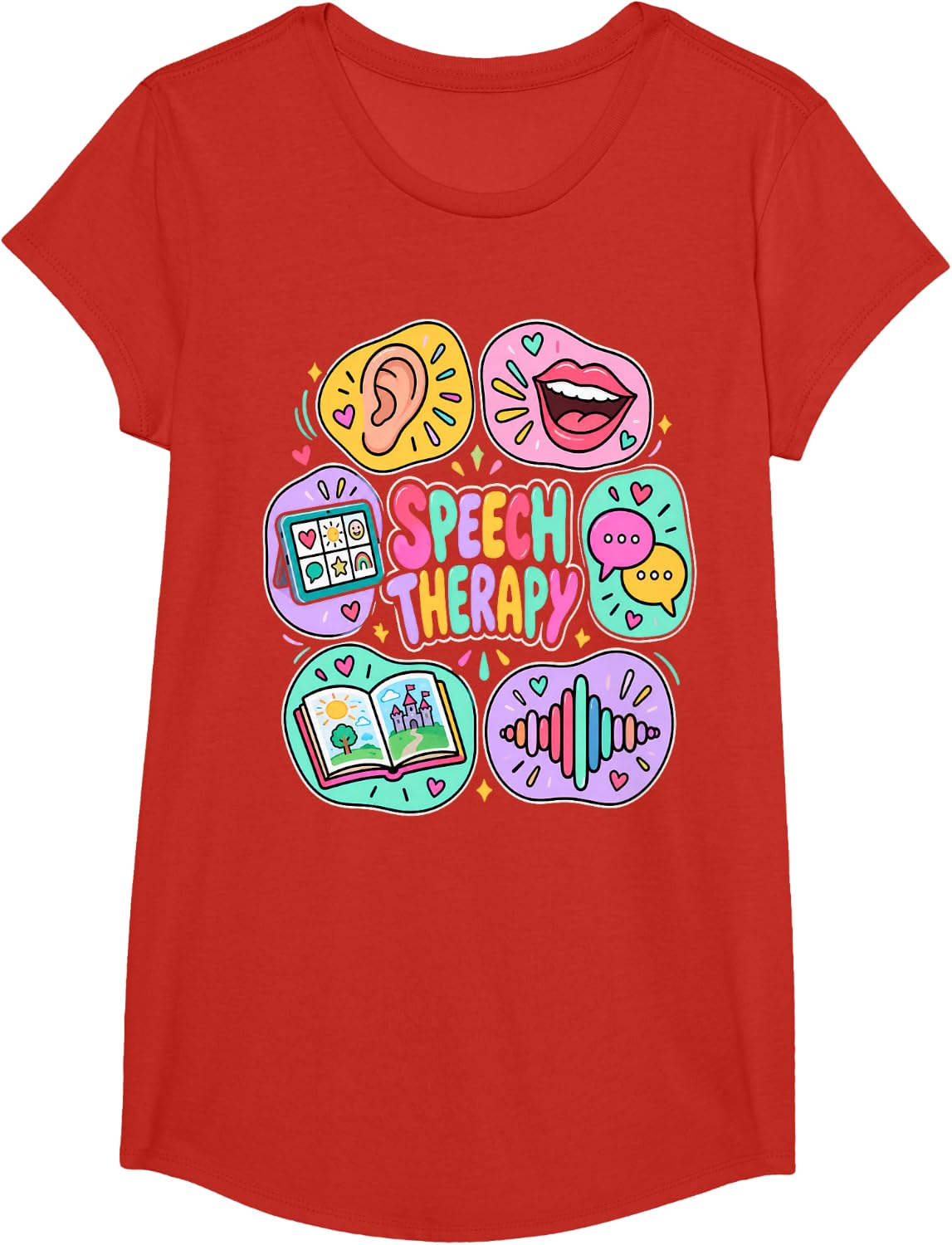 Speech Therapy Communication Skills Language Development T-Shirt - Girls Red