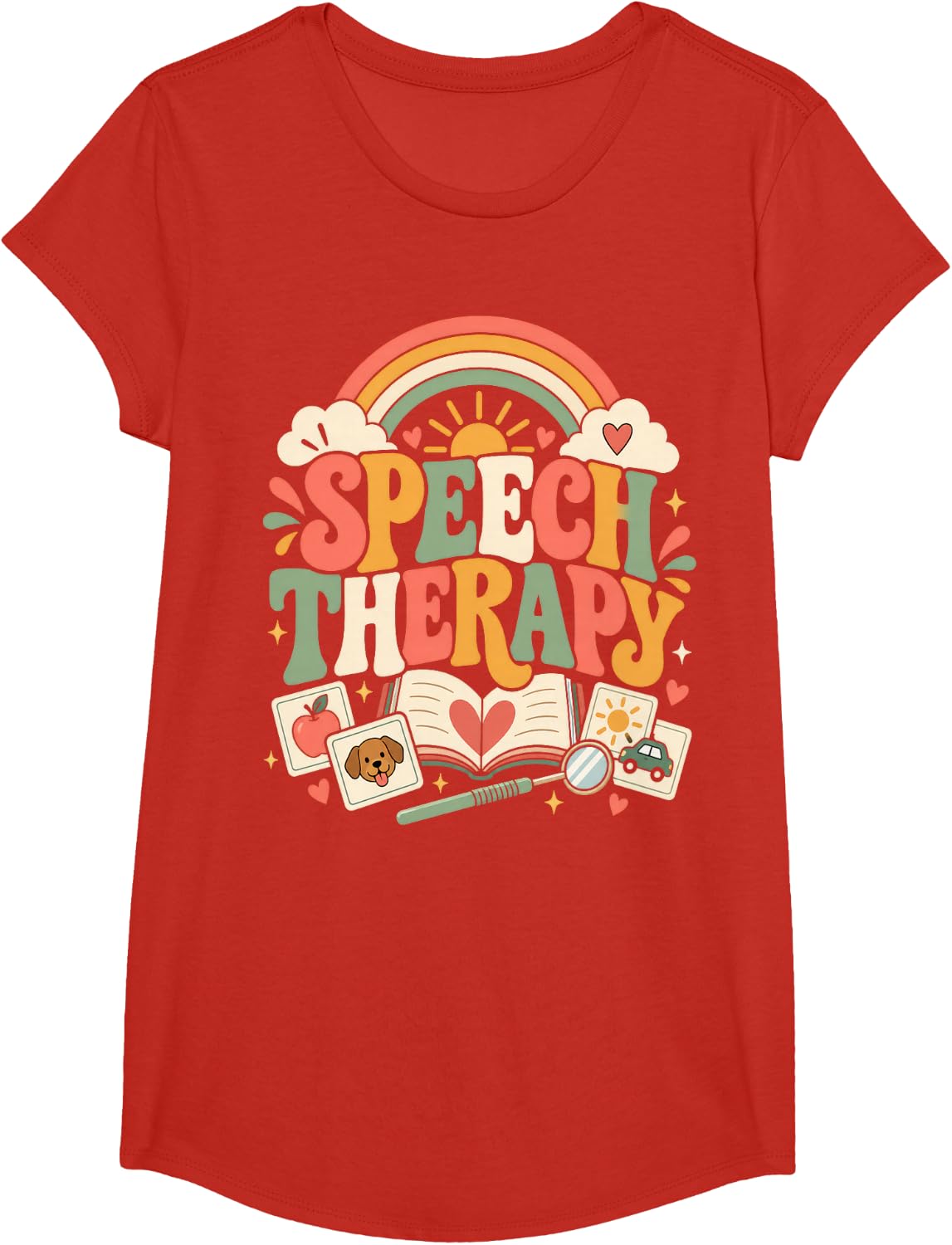 Speech Therapy Language Development Communication Skills T-Shirt - Girls Red
